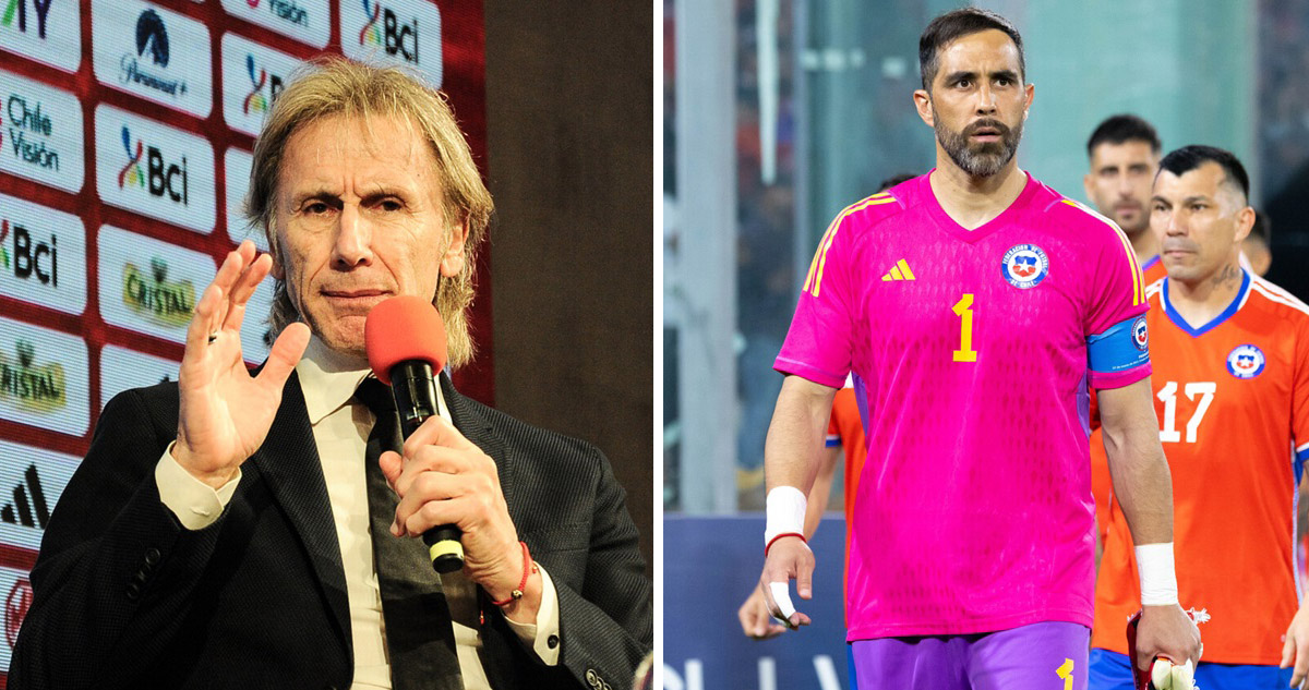 Ricardo Gareca tuvo amena conversación con Claudio Bravo.