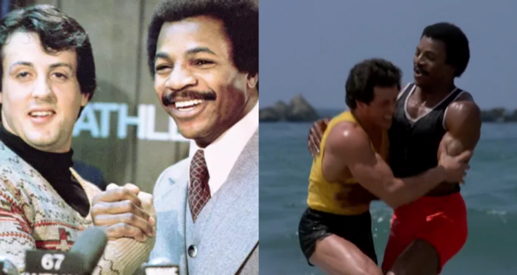 Sylvester Stallone junto a Carl Weathers en Rocky
