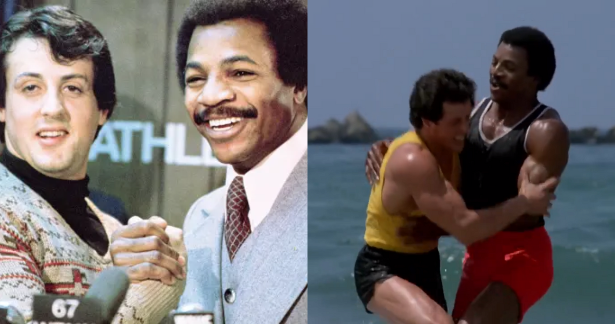 Sylvester Stallone junto a Carl Weathers en Rocky
