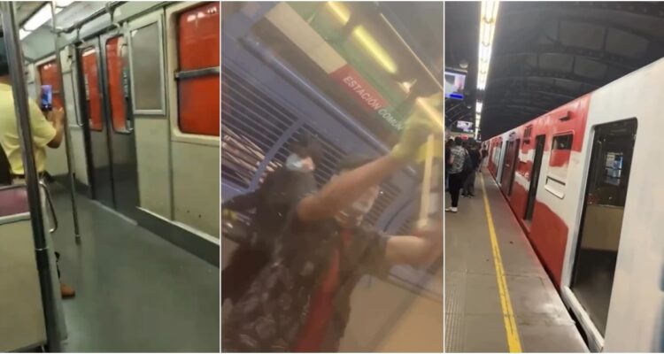 Los videos que muestran a los encapuchados que vandalizaron un tren de la Línea 5 del Metro