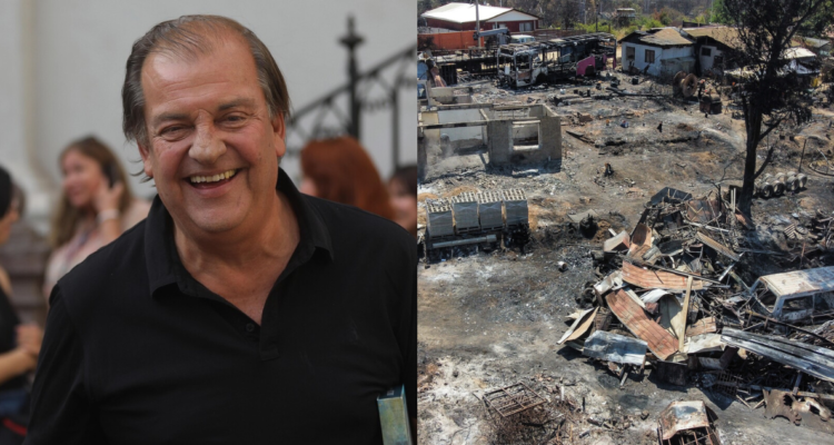 Francisco Vidal (izquierda) Zona damnificada por incendios (derecha)