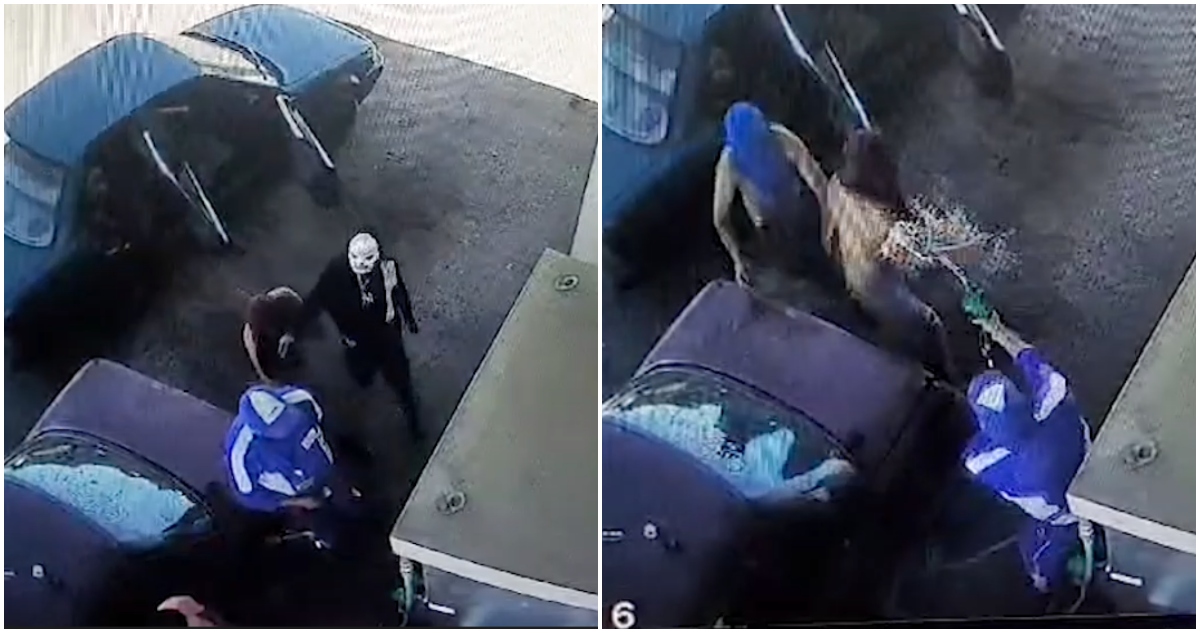 Bombero de servicentro arroja combustible a delincuentes para repeler robo en Los Ángeles
