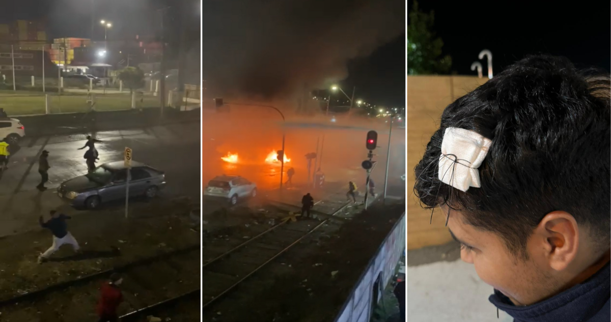 Bombero resultó herido durante manifestación en puerto de Coronel recibió un piedrazo en la cabeza