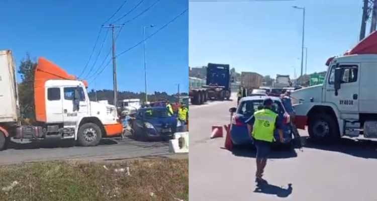 Camionero arrasó con automóvil y hombre que se interpuso de frente durante manifestación en Coronel