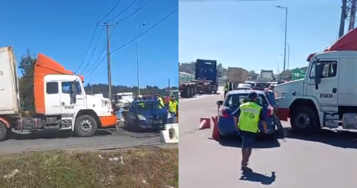 Camionero arrasó con automóvil y hombre que se interpuso de frente durante manifestación en Coronel