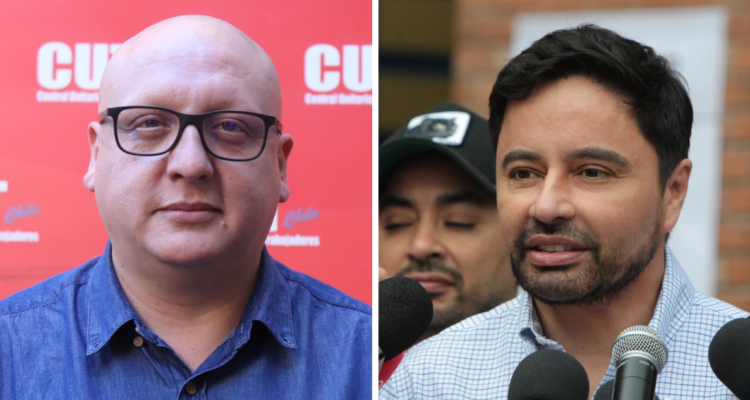 Eric Campos dirigente de la CUT (izquierda) y Rodolfo Carter en referencia a encontrón en Sin Filtros (derecha)