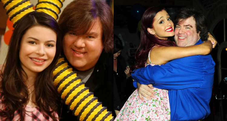 Dan Schneider junto a Miranda Crosgrove y Ariana Grande durante su paso por Nickelodeon