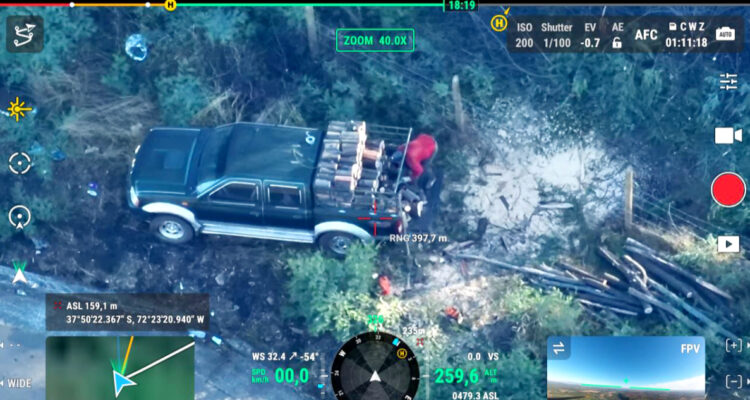 Dron detecta robo de madera desde predios forestales en Mulchén: hay tres detenidos