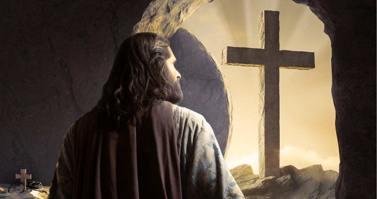 Ilustración de Jesús saliendo de la tumba al tercer día en referencia a los relatos de los evangelios apócrifos