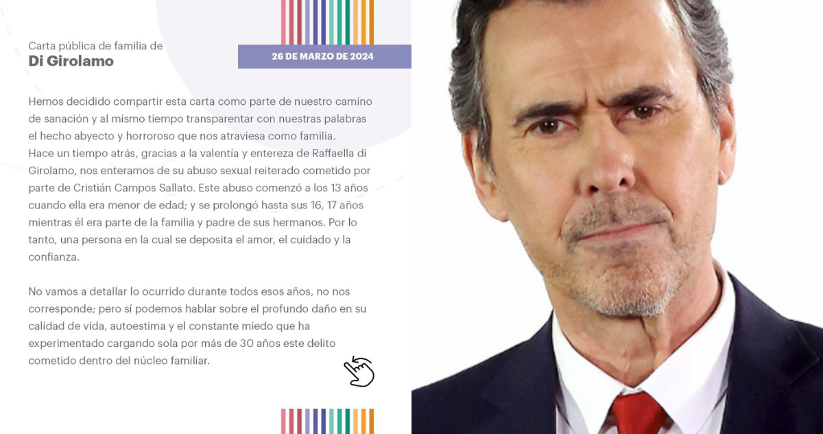 Familia Di Girolamo publica carta respaldando querella en contra de Cristián Campos por presunto abuso