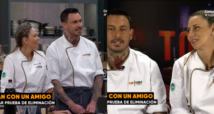 Gisella Gallardo junto a Mauricio Pinilla en Top Chef VIP