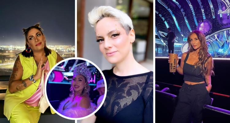 De izquierda a derecha: Botota Fox, Isa Fernandez y Pamela Díaz además de una miniatura de Naya Fácil en referencia a episodio de bullying