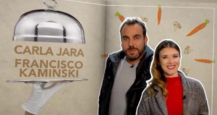 Fotografía de promocional de especial de parejas de la Divina Comida con Carla Jara y Francisco Kaminski