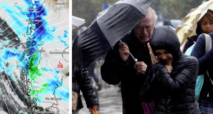 Cuándo y dónde lloverá y cuánta lluvia habrá según el pronóstico del tiempo por río atmosférico y sistema frontal con chubascos, lluvias y viento.