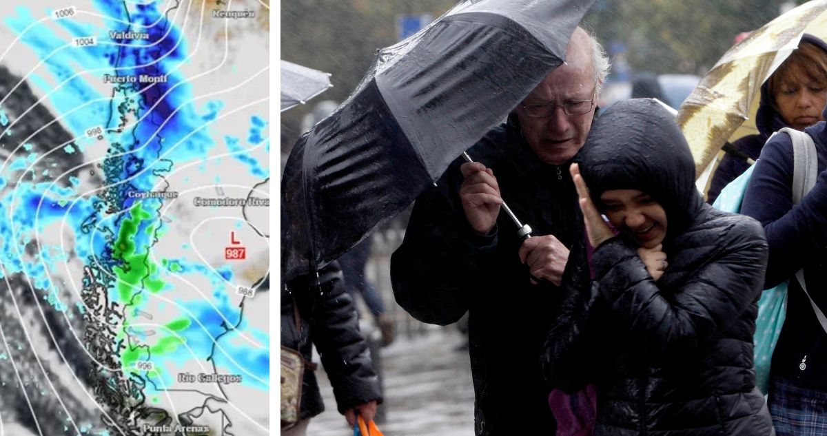Cuándo y dónde lloverá y cuánta lluvia habrá según el pronóstico del tiempo por río atmosférico y sistema frontal con chubascos, lluvias y viento.