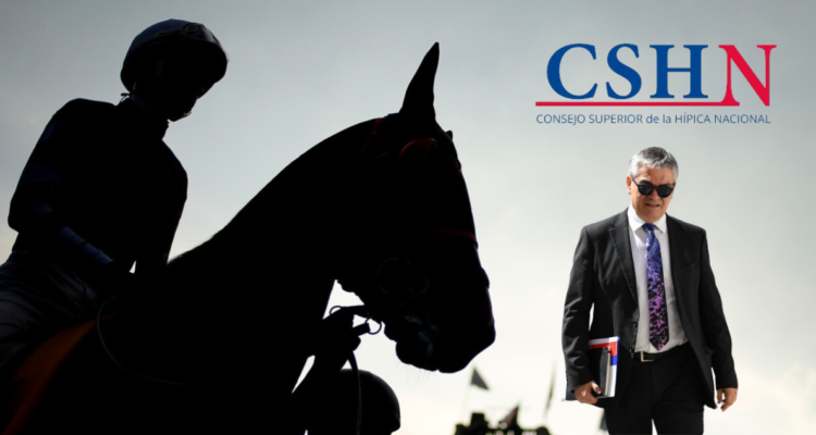 Caballo y su jinete junto a la imagen del ministro Marcel.