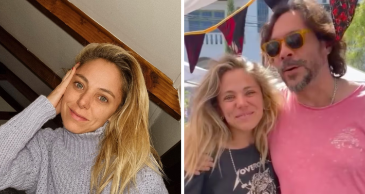 Mariana Derderián (izquierda) y junto a Mauricio Jurguensen (derecha) en referencia a su quiebre