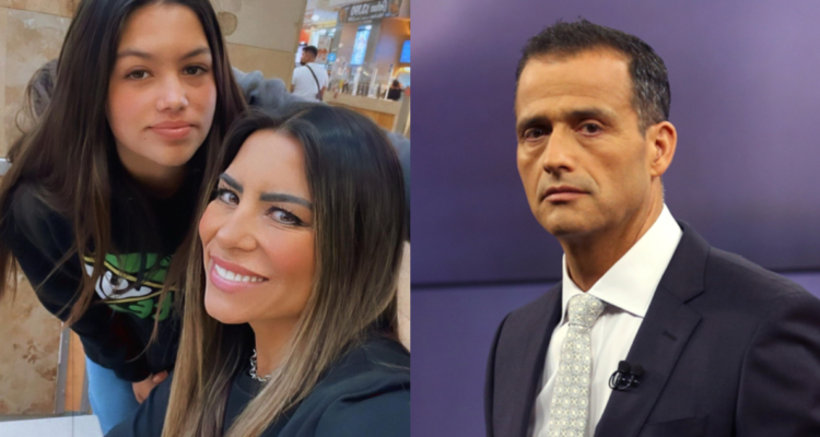 Marlene de la Fuente junto a su hija Florencia (izquierda) y el periodista Iván Núñez en referencia a su cambio de apellido (derecha)