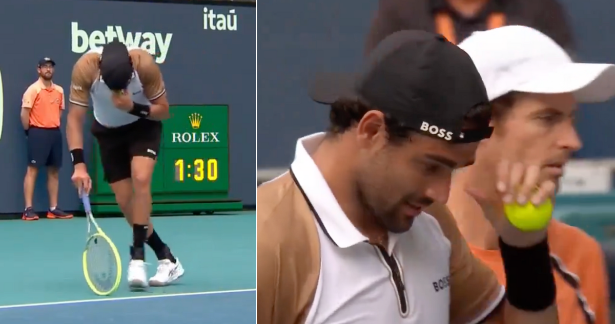 Matteo Berrettini casi se desmaya enfrentando a Andy Murray en Miami.