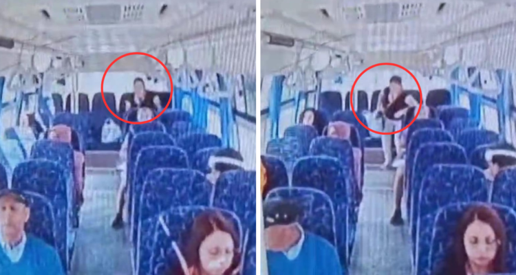 Imagen de mujer que defecó al interior de microbús en Valdivia