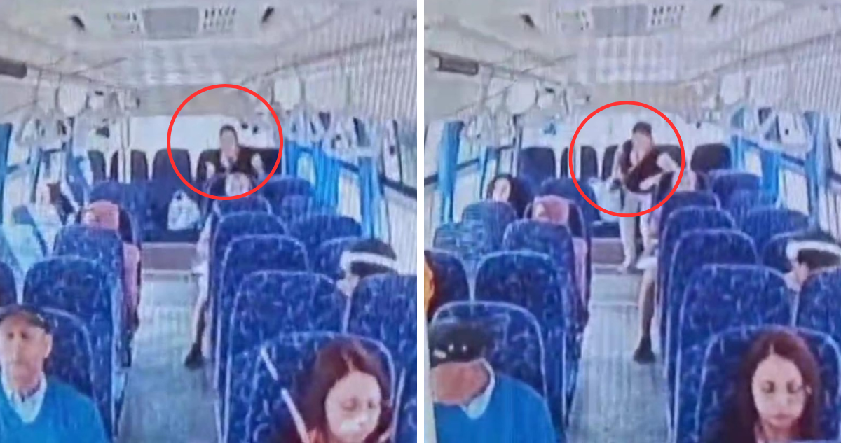 Imagen de mujer que defecó al interior de microbús en Valdivia