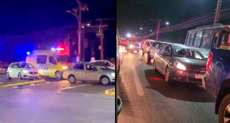 ¡Otra vez por crisis vial! Ambulancia queda atrapada en enorme taco de la Ruta 160