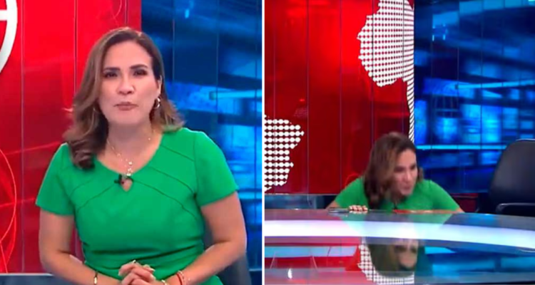Periodista peruana sufre estrepitosa caída durante noticiero en vivo
