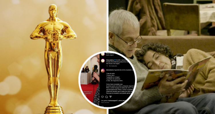 Estatuilla de Los Óscar (izquierda), poster de La Memoria Infinita (derecha) y recetas en miniatura