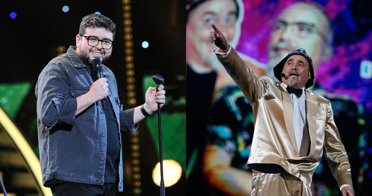 Luis Slimming en el Festival de Viña (izquierda) y Paul Vasquez en el mismo certamen (derecha)
