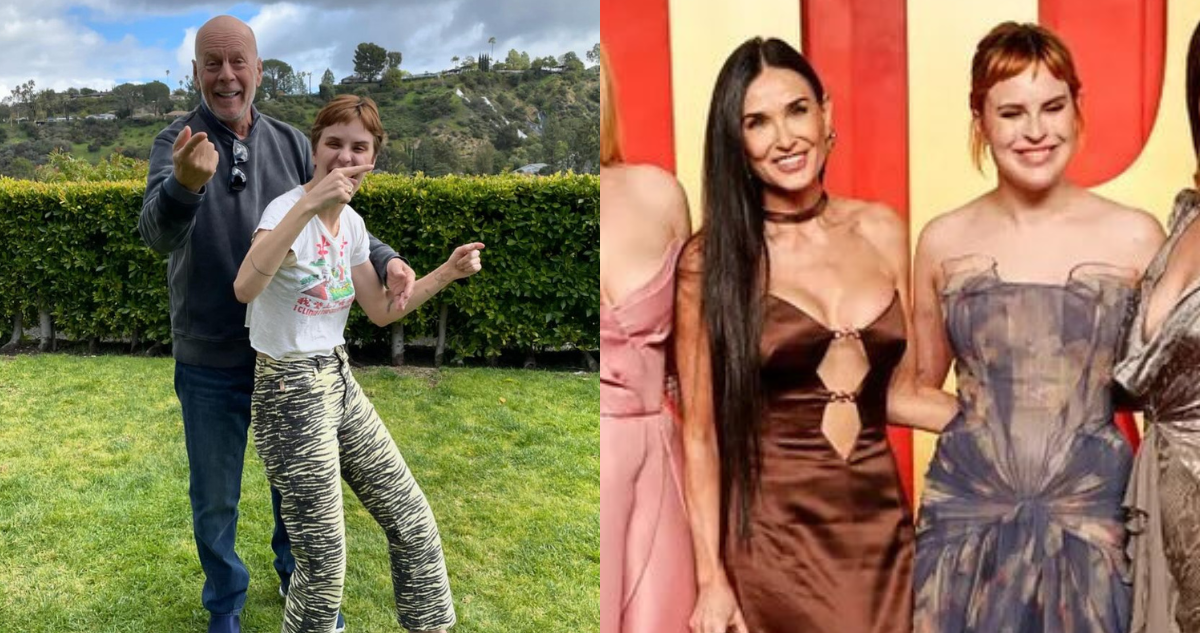 Tallulah Willis junto a sus padres, Bruce y Demi Moore en referencia a su diagnostico de autismo