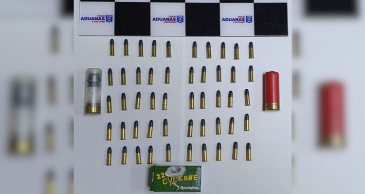 Municiones incautadas a ciudadano argentino detenido