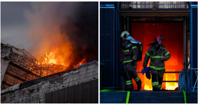 Incendio destruye histórico edificio de la antigua Bolsa de Copenhague