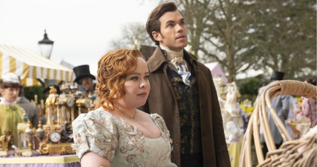 Penelope (Nicola) y Colin (Luke Newton) en tercera temporada de Bridgerton