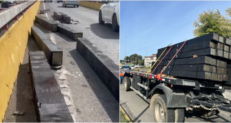 Camión pierde carga de madera y deja una mujer gravemente herida en San Pedro de la Paz