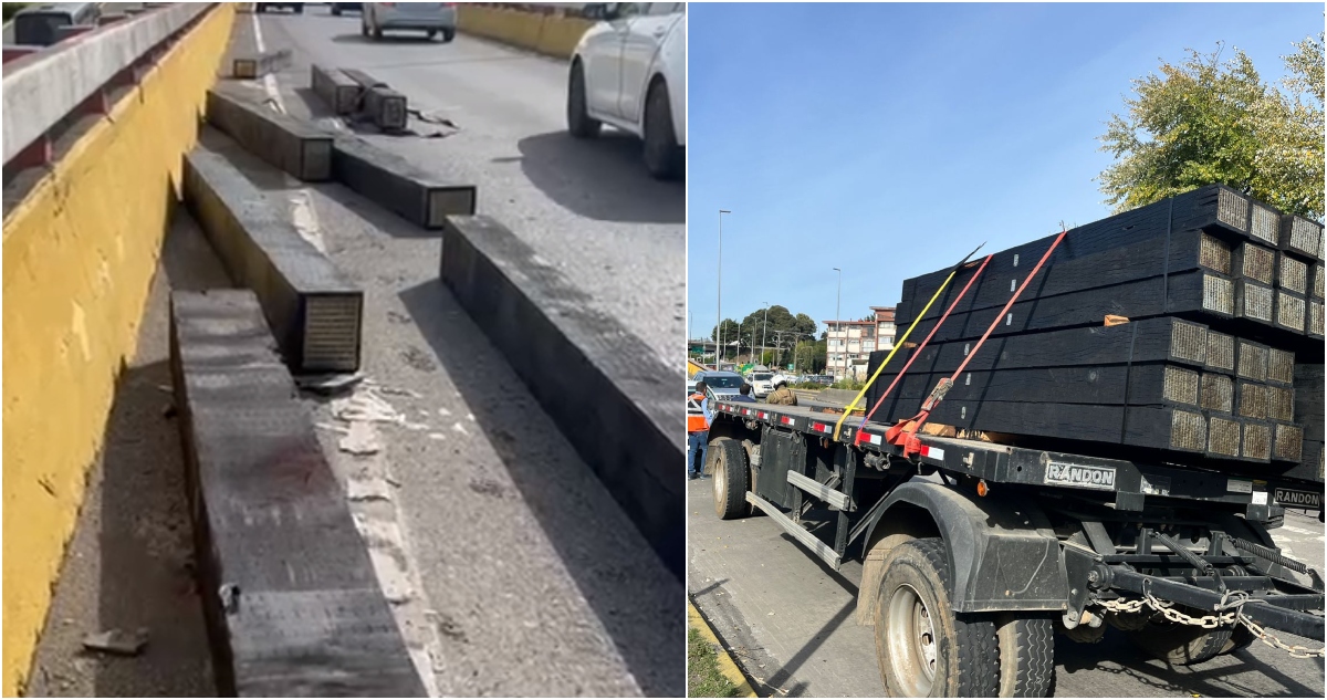 Camión pierde carga de madera y deja una mujer gravemente herida en San Pedro de la Paz
