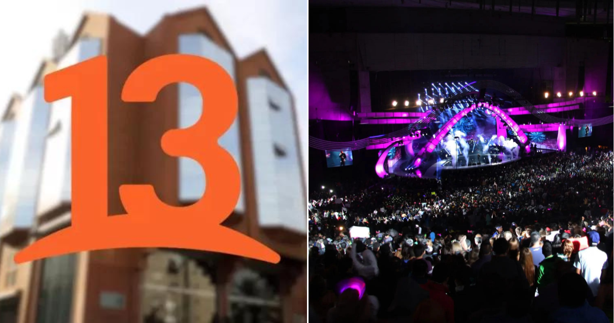fachada de canal 13 y captura de Festival de Viña
