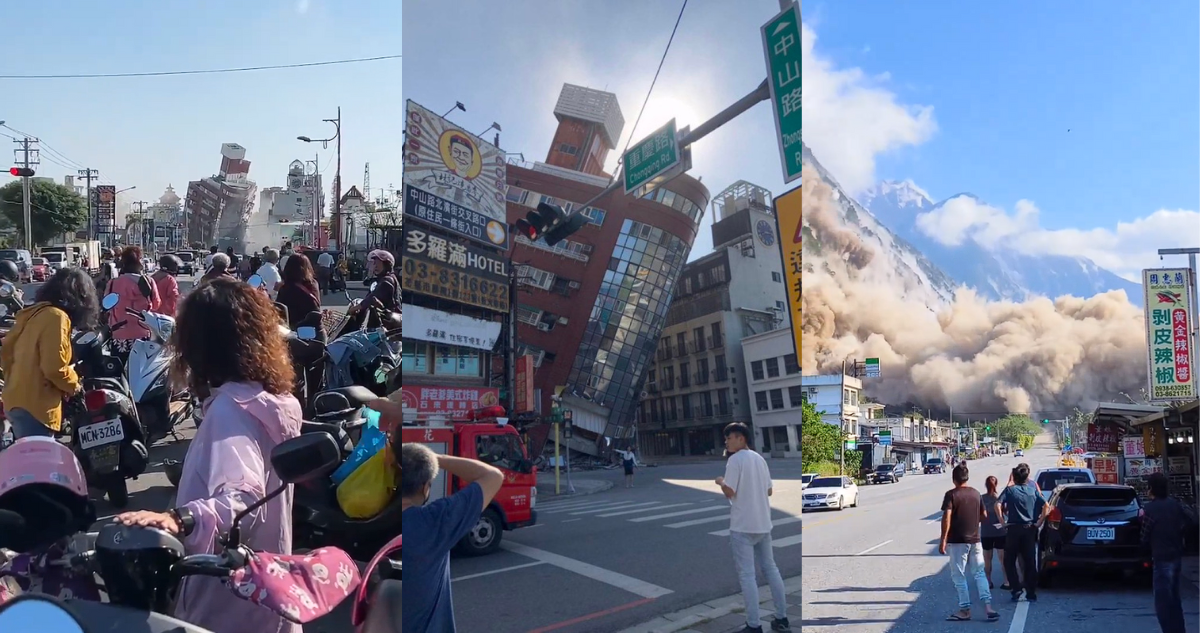 Reportan colapso de edificios y grandes deslizamientos de tierra tras terremoto en Taiwán