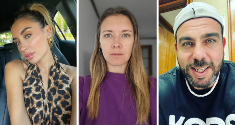 Camila Andrade, Carla Jara y Francisco Kaminski (de izquierda a derecha)|