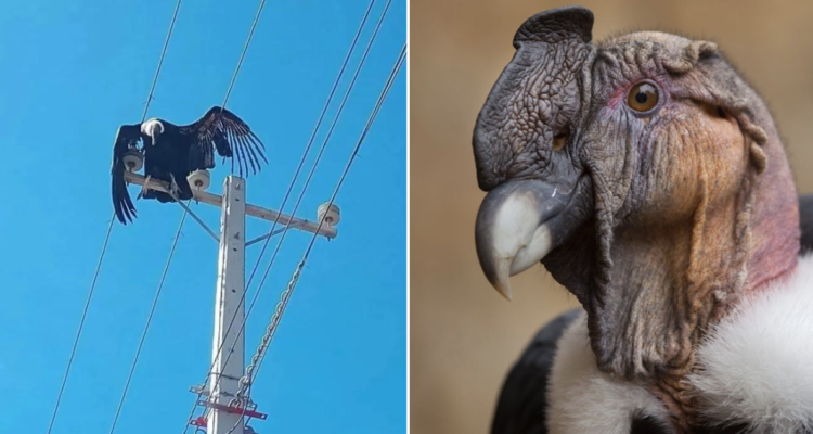 Cóndor andino electrocutado