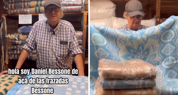 Un adulto mayor se hizo viral en Tiktok al promocionar las frazadas de confección propia que vende en la comuna de Macul, Santiago. Hasta la fecha el clip lleva más de 1 millón de visitas.