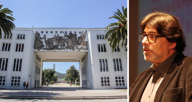 Imagen de frontis de la UdeC y del alcalde Daniel Jadue