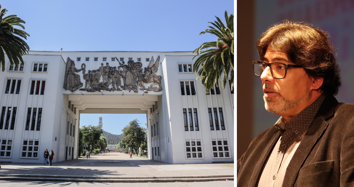 Imagen de frontis de la UdeC y del alcalde Daniel Jadue