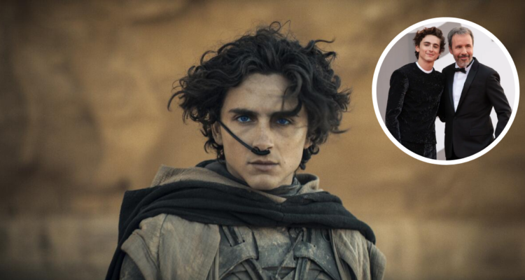 Timotheé Chalamet y Denis Villeneuve en referencia a Dune, Messiah