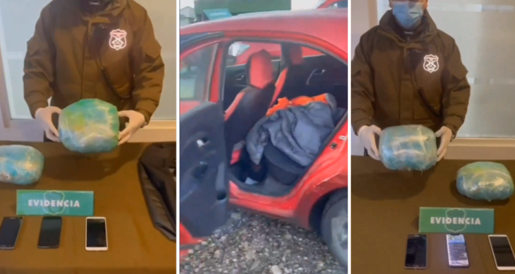 Detienen a 2 sujetos que trasladaban 2 kilos de drogas desde la región del Bío Bío a Castro
