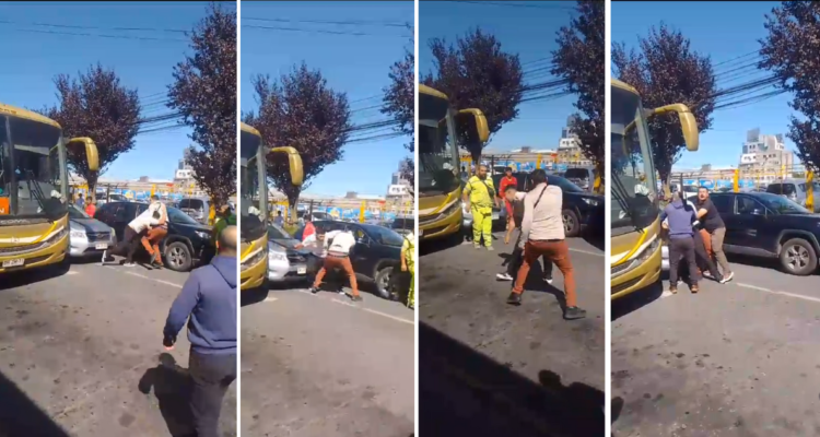 Combos iban, combos venían: captan nueva y brutal pelea entre choferes de buses en Concepción