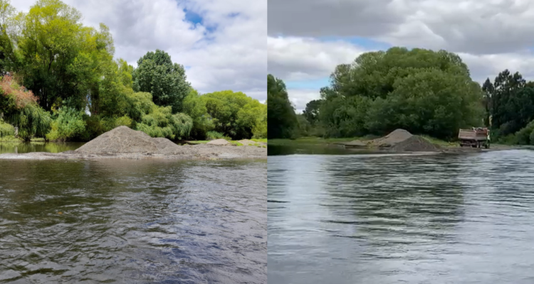 Denuncian extracción ilegal de ripio desde caudal en San Pablo