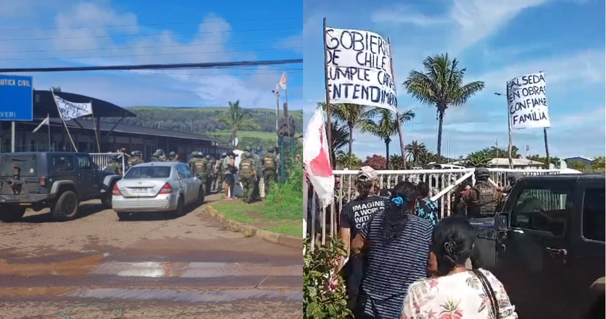 Familia Roe se manifestó en aeropuerto de Rapa Nui: siguen esperando devolución de terrenos
