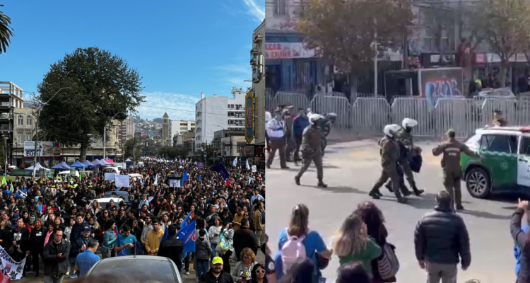 Masiva movilización de la CUT se toma las calles de Valparaíso: un manifestante resultó detenido