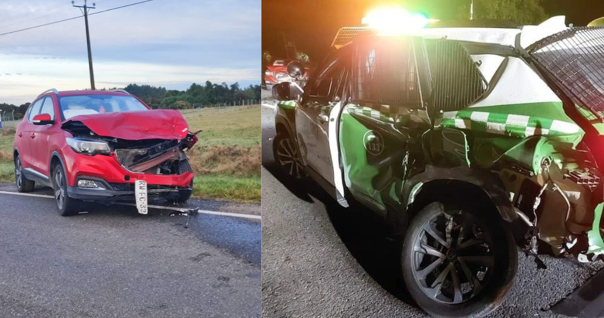 Mujer quedó grave: conductor ebrio choca a patrulla que atendía denuncia por robo de auto en Maullín