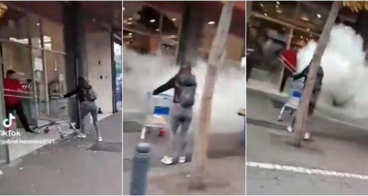 Guardia ahuyenta con extintor a mecheras en tienda de Concepción